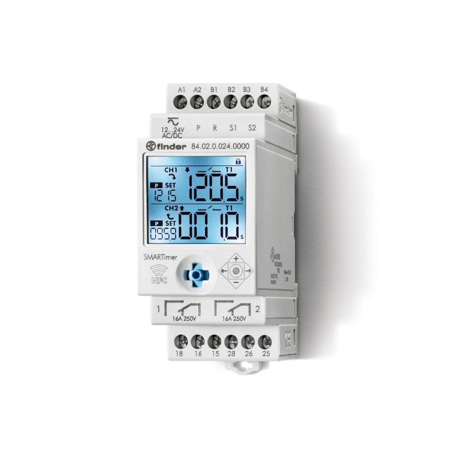 Wielofunkcyjny programowalny przekaźnik czasowy NFC 2P 16A 12...24V AC/DC 84.02.0.024.0000