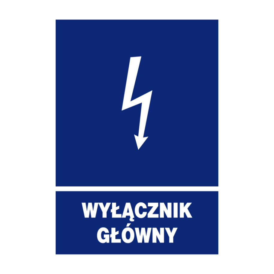 Tablica samoprzylepna 74x105 "WYŁĄCZNIK GŁÓWNY" NI3-WG