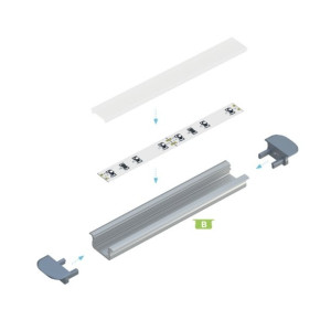 Profil aluminiowy podtynkowy do taśm LED typ B srebrny anodowany 2,02m
