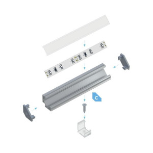 Profil aluminiowy natynkowy/rogowy do taśm LED typ C INOX 2,02m