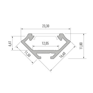 Profil aluminiowy natynkowy/rogowy do taśm LED typ C srebrny anodowany 2,02m