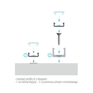 Profil aluminiowy natynkowy płaski typu D biały do taśmy LED