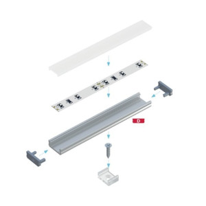Profil aluminiowy natynkowy płaski typu D biały do taśmy LED