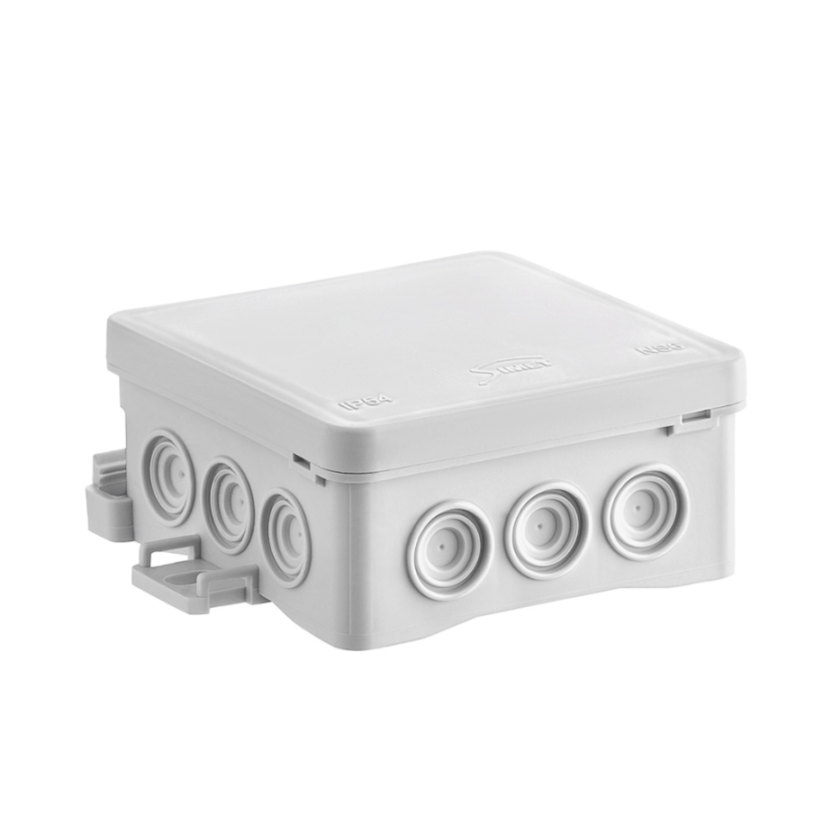 Puszka naścienna 85x40x85mm z dławnicą , bezhalogenowa, seria FASTBOX&HOOK szara IP54 NS6 35346102