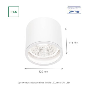 Oprawa natynkowa CHLOE AR111 GU10 250V IP65 120x115 biała okrągła nieruchoma SLIP005031