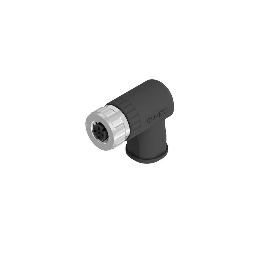 Wtyk żeński okrągły M12 4PIN kątowy kod A CONEC SAL-12-RKWC4-S-150 43-00096