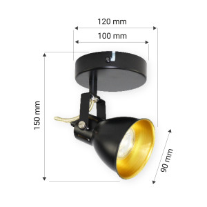Reflektor natynkowy regulowany czarno - złoty 1xGU10 max. 10W FALCO 1XGU10 B/G ORO33031
