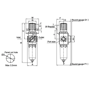 Filtroreduktor G 1/4 GW do 10 bar, regulacja 1,5-9 bar, 5 mikronów FMFR 14