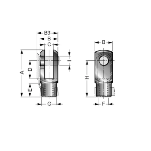 Końcówka widełkowa M10x1,25 do siłownika pneumatycznego D25-32, ISO15552/6431, ISO6432 FS/025-032