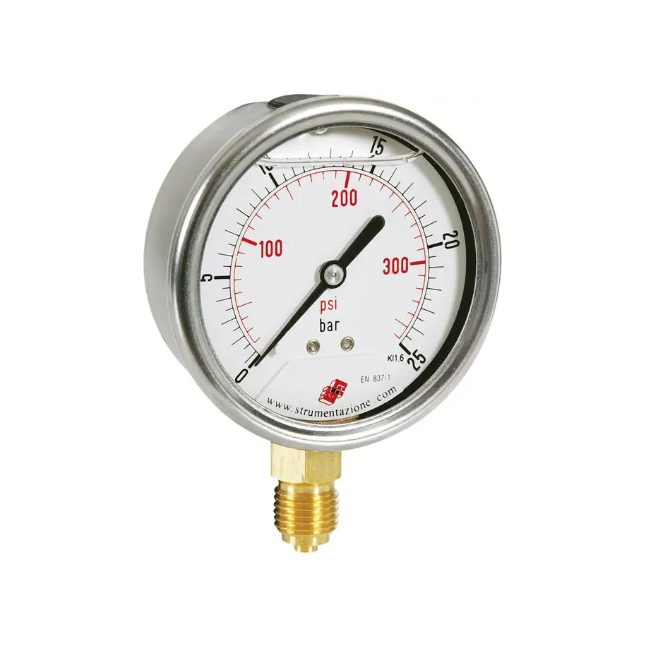 Manometr glicerynowy radialny 0-250 bar, G 1/4, 63 mm M63R.GL250G14