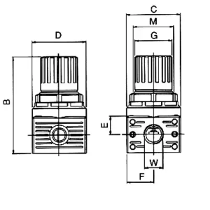 Reduktor ciśnienia powietrza G 1/8 GW do 15 bar, regulacja 0-12 bar, bez manometru, Standard mini T070002040000