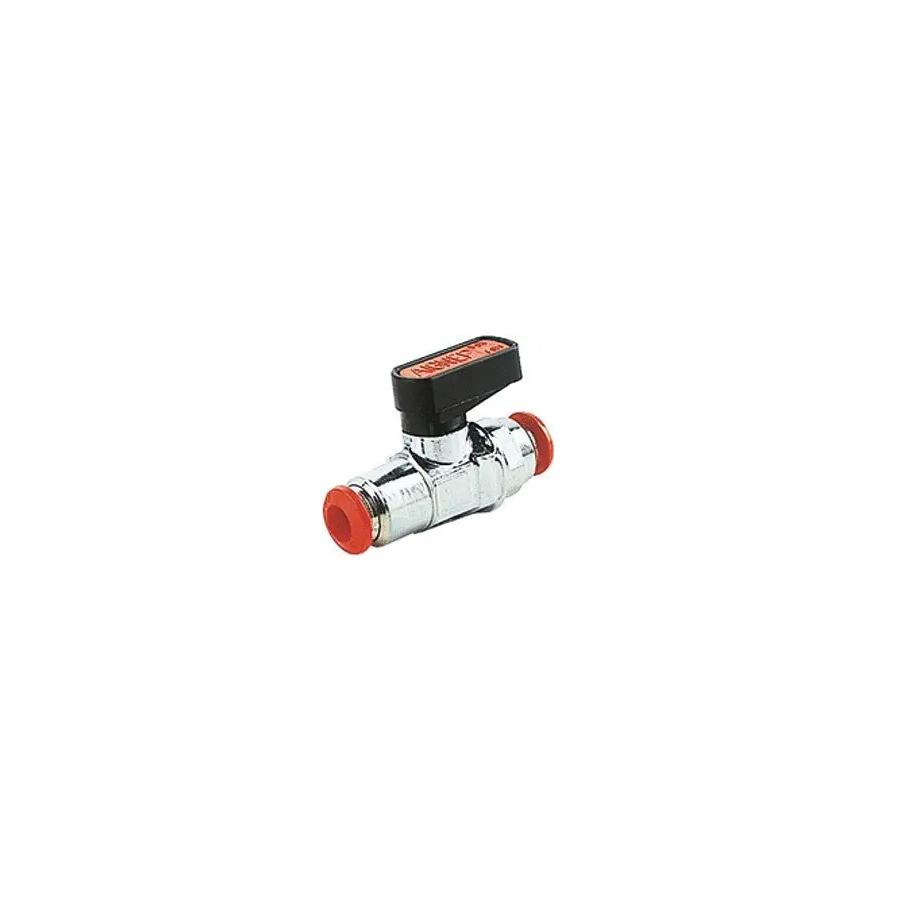 Zawór kulowy wtykowy Ghilux mini do węża fi 6 mm, PN20 mosiądz niklowany PTFE/NBR 6560 6