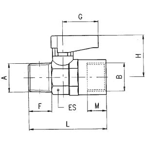 Zawór kulowy Ghilux mini R 1/4 GZ - R 1/4 GW, PN20, gwintowany, mosiądz niklowany, PTFE/NBR 6310 1/4-1/4