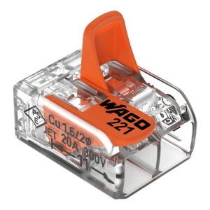 Szybkozłączka 2x0,2-4mm2 transparentna / pomarańczowa 221-412
