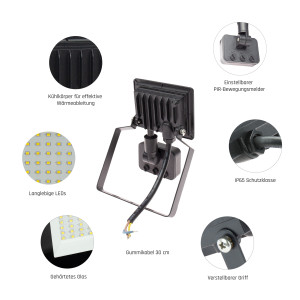 Naświetlacz NOCTIS LUX 3 SMD 10W 4000K IP44 z czujnikiem ruchu czarna SLI029048NW_CZUJNIK_PW