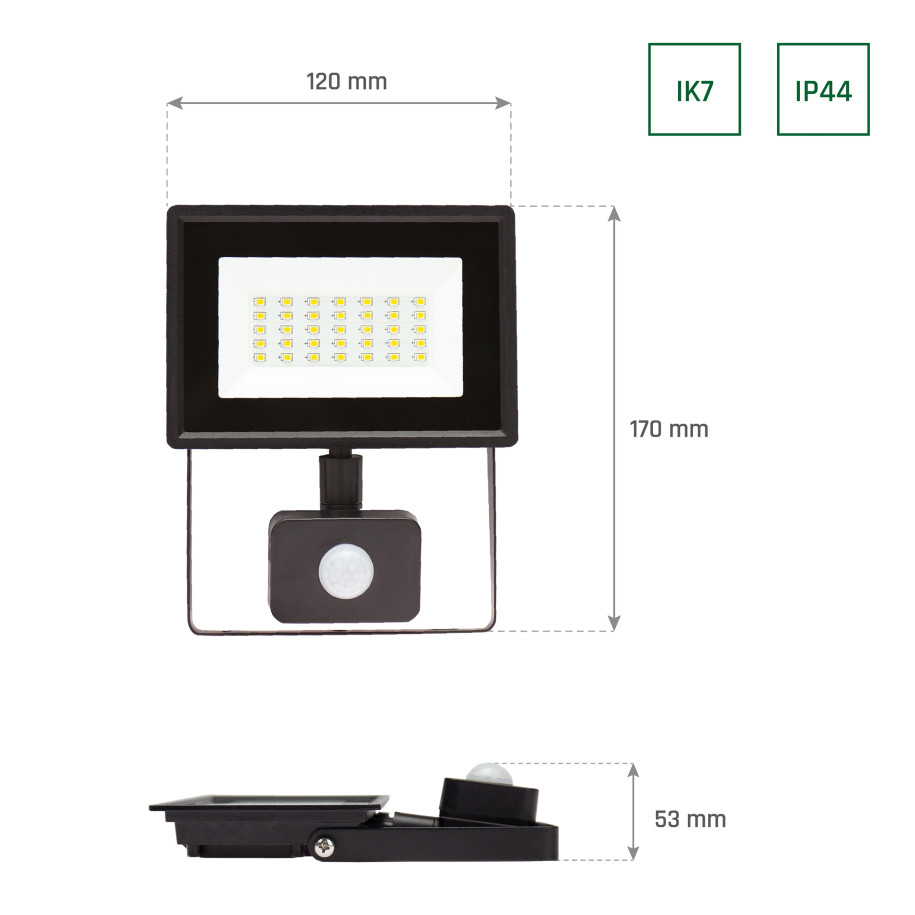 Naświetlacz NOCTIS LUX 3 20W 4000K IP44 z czujnikiem ruchu czarny