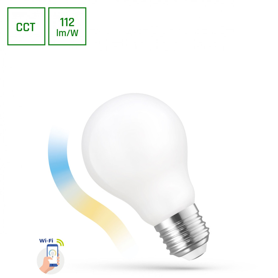 LED GLS 5W COG 230V CCT+DIM 680lm MILKY Wi-Fi SMART WOJ+14419