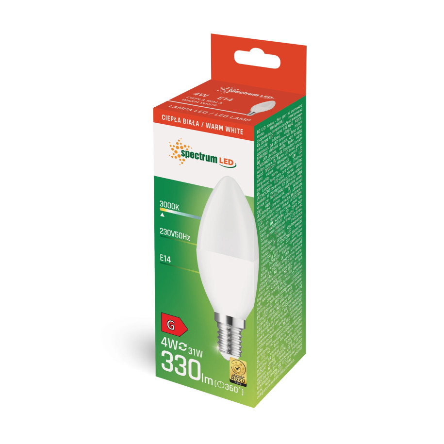 LED ŚWIECOWA E-14 230V 4W 3000K 320lm WOJ+14531
