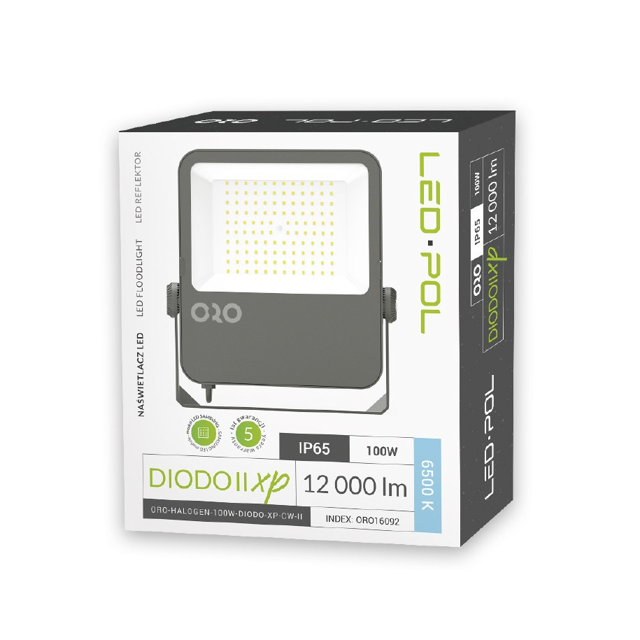 Naświetlacz LED 100W strumień użyteczny 12000Lm 6500K 110° ORO-HALOGEN-100W-DIODO-XP-CW-II