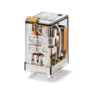 Przekaźnik miniaturowy 4P 7A 12V AC, przycisk testujący, mechaniczny wskaźnik zadziałania 55.34.8.012.0040