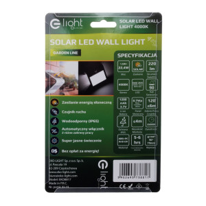 Lampa solarna LED 1,5W z czujnikiem ruchu i zmierzchowym EKO8817