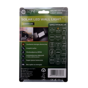 Lampa solarna LED 1,5 W z czujnikiem ruchu i zmierzchowym czarna EKO3867