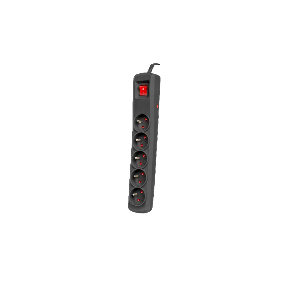 Listwa przeciwprzepięciowa R5 1,5mb 5 gniazd z/u czarna R5/15/CZ